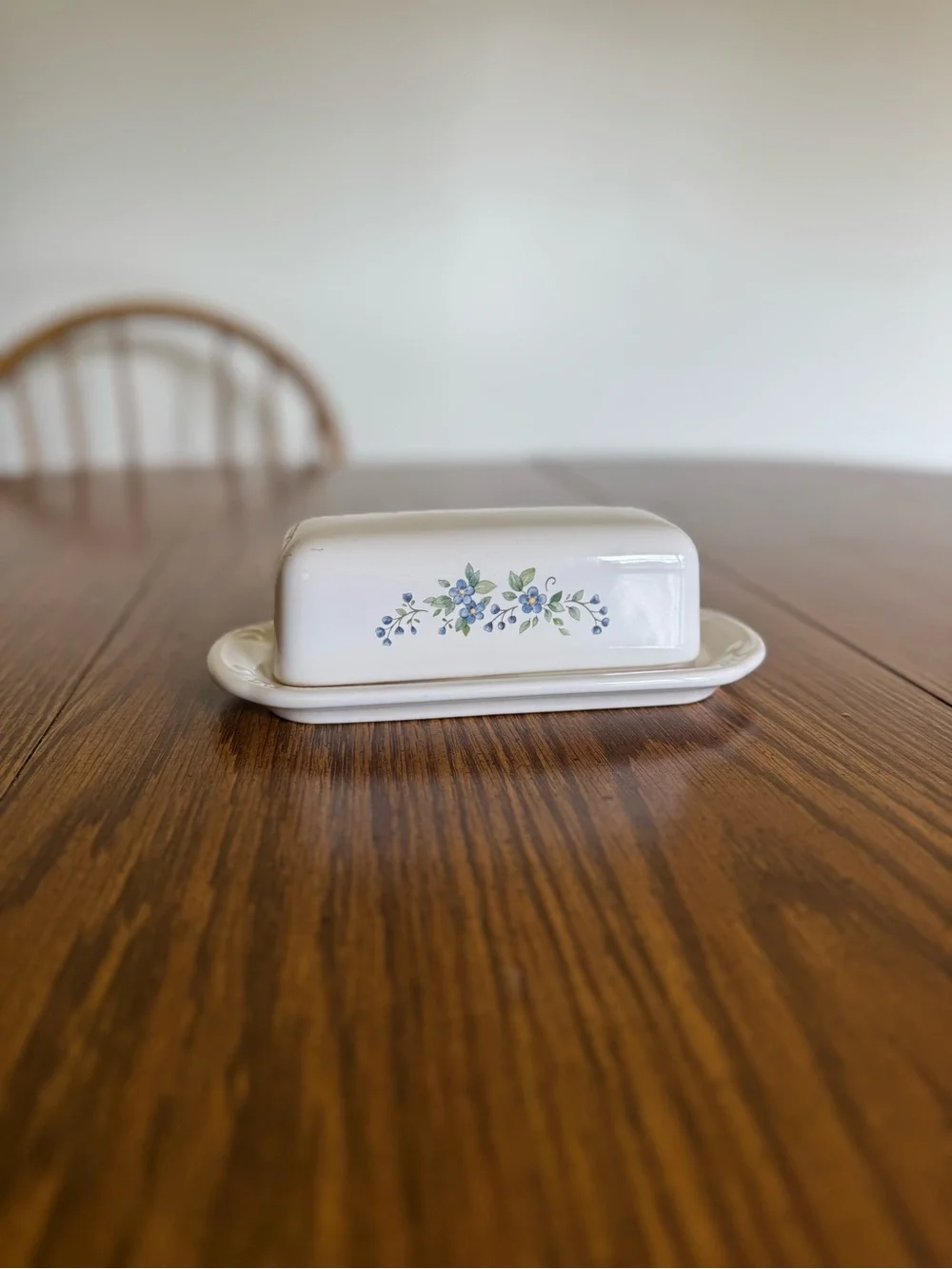 Vintage Meadow Lane Blue Floral Butter Dish | Pfaltzgraff